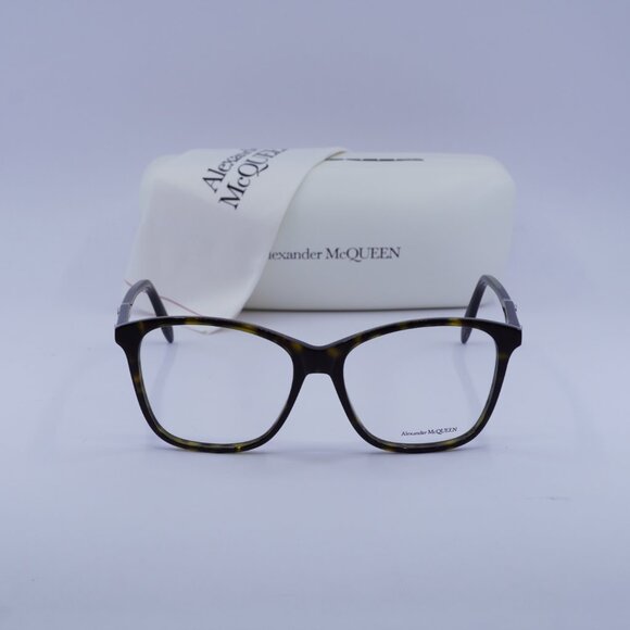 Alexander McQueen AM0191O 002 Square Eyeglasses 54mm - Havana - Picture 2 of 9